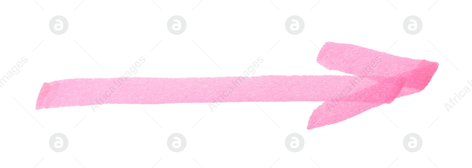 Photo of Arrow drawn with pink marker on white background, top view