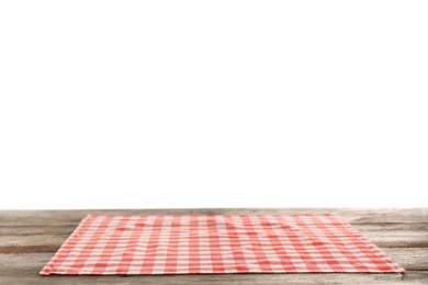 Photo of Checkered napkin on table against white background