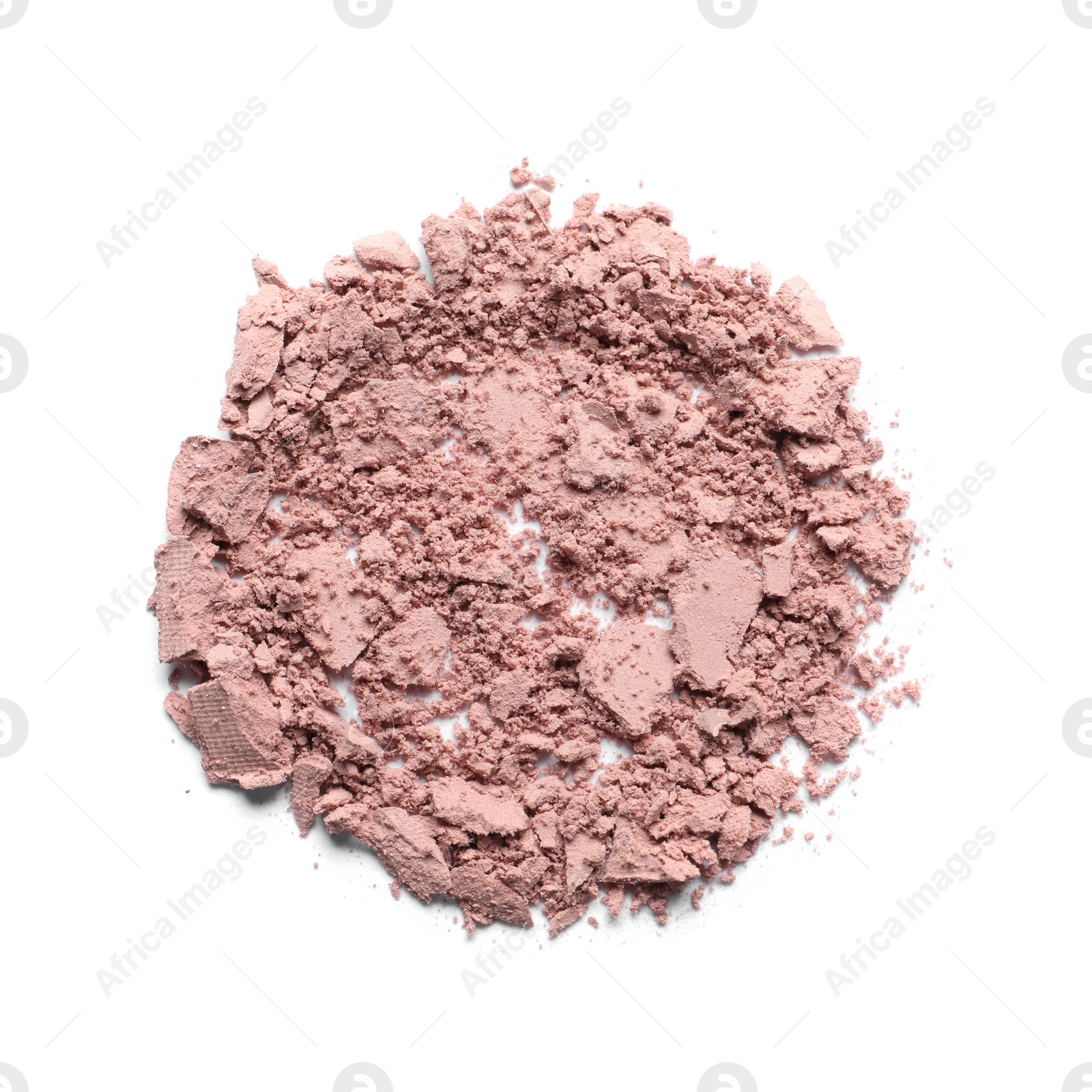 Photo of Crushed eye shadow on white background, top view