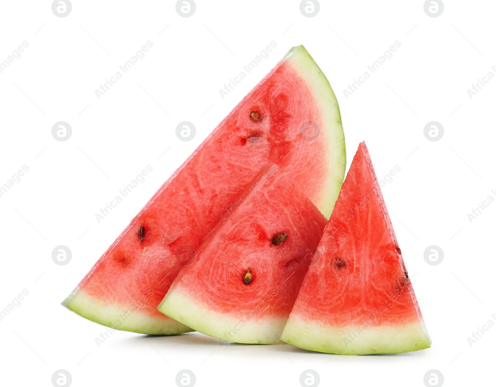 Photo of Slices of delicious ripe watermelon isolated on white