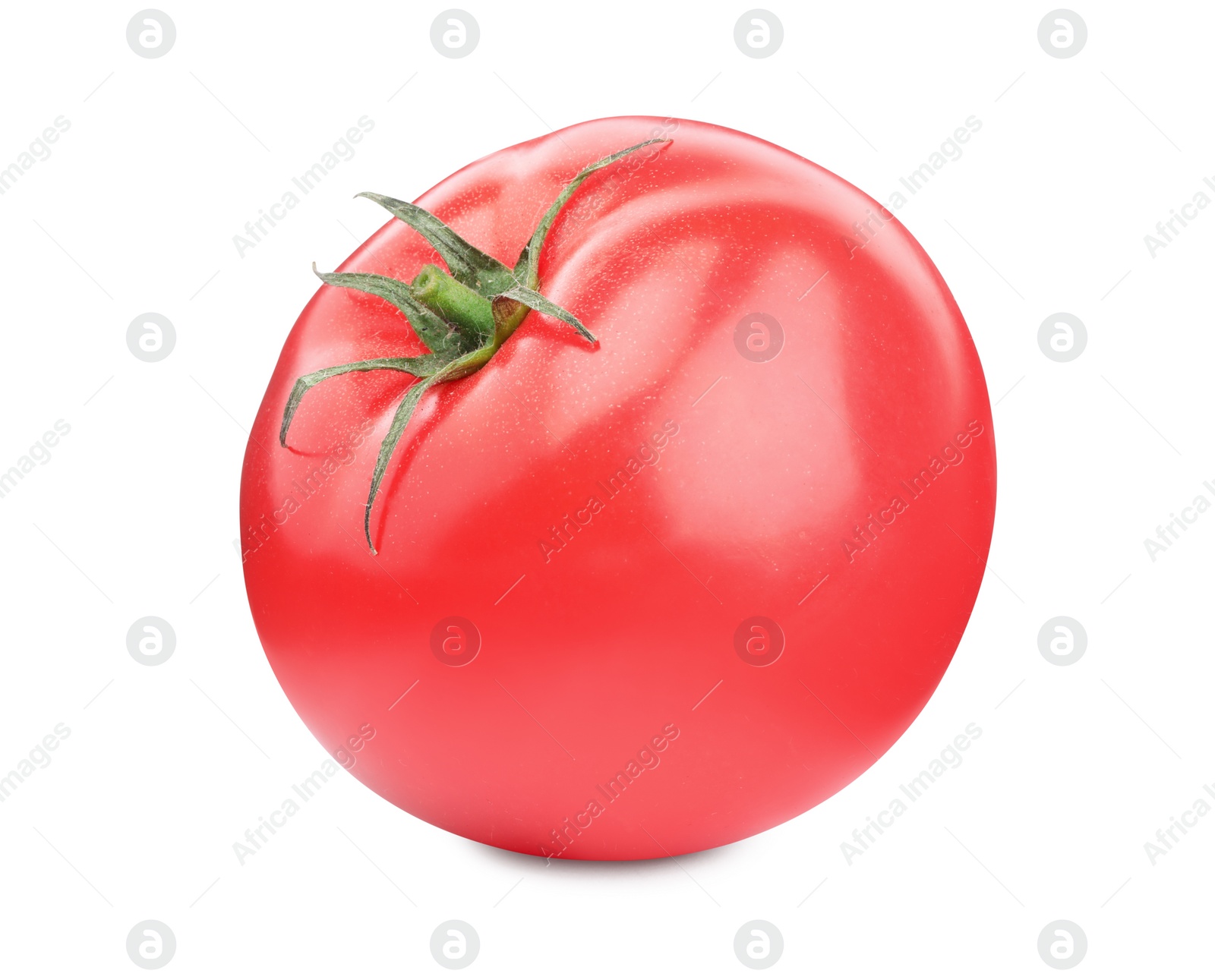 Photo of One red ripe tomato isolated on white