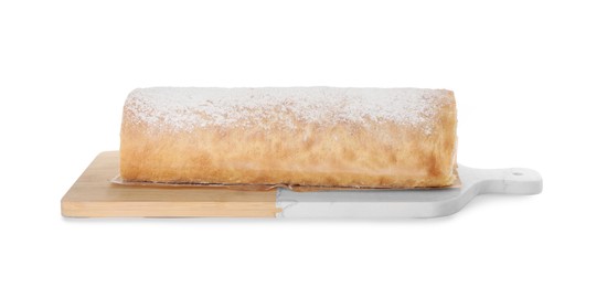 Photo of Delicious sponge cake roll isolated on white