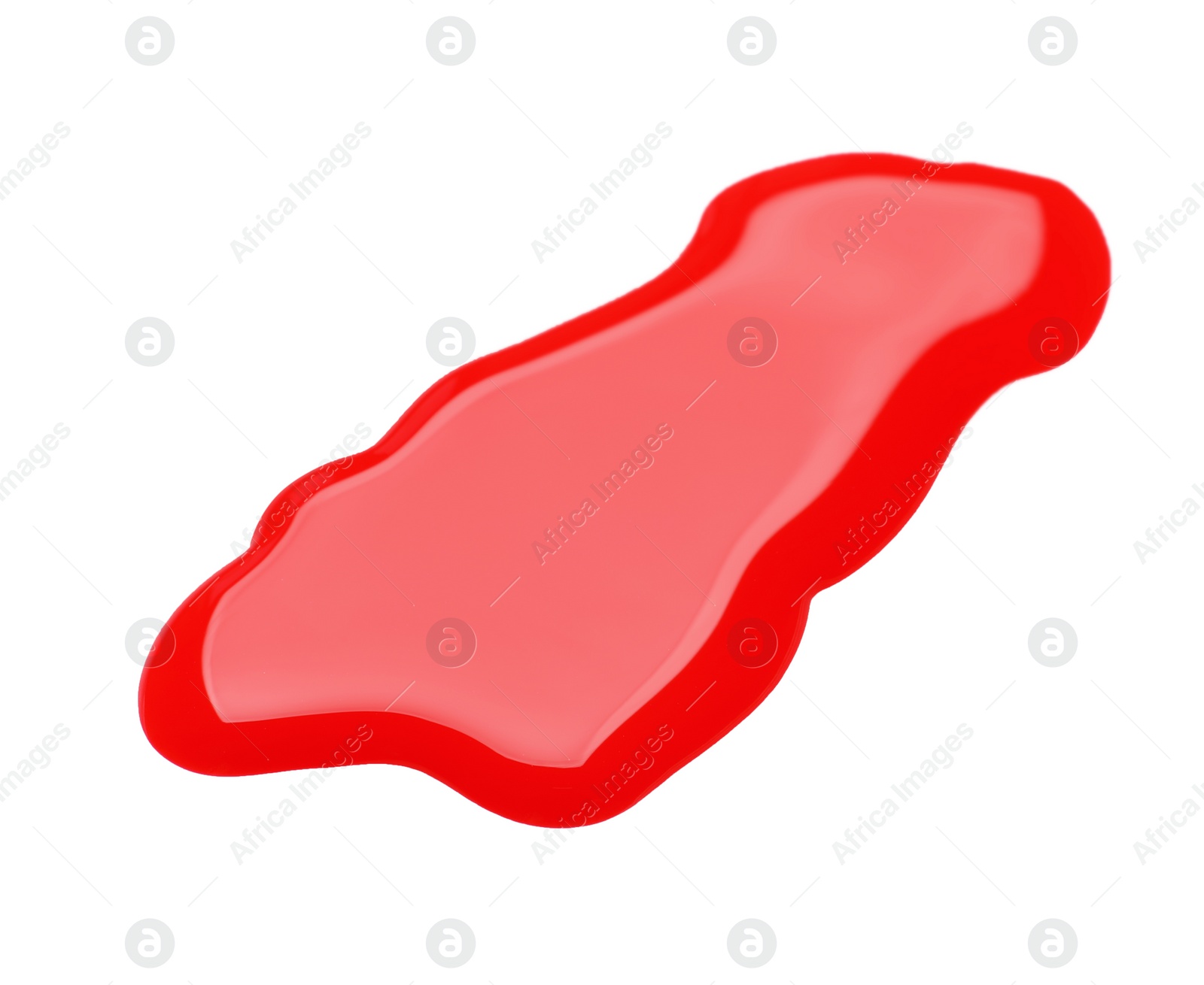 Photo of Red nail polish stain on white background