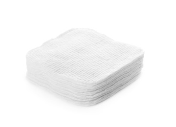 Photo of Stack of cotton pads on white background