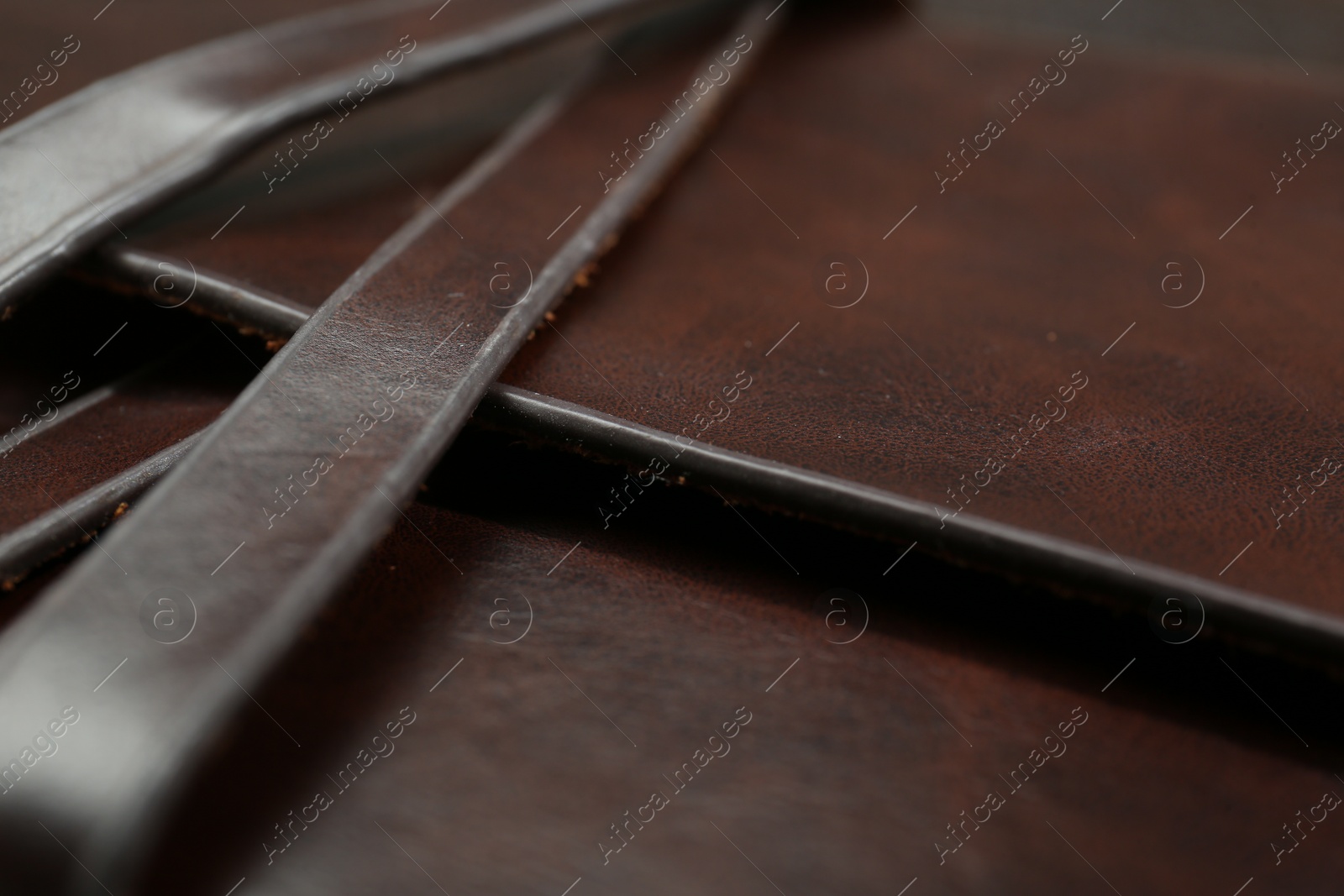 Photo of Texture of brown leather as background, closeup