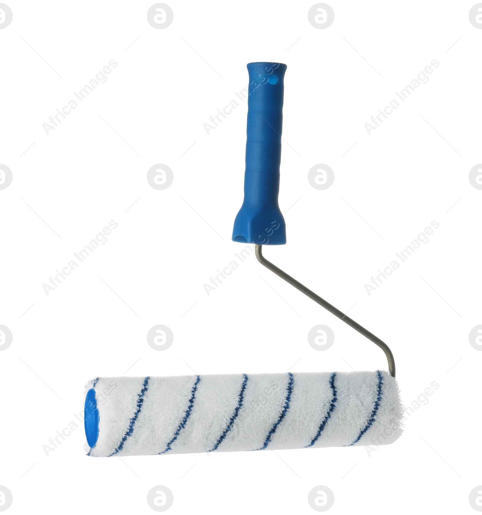 Photo of New paint roller brush on white background