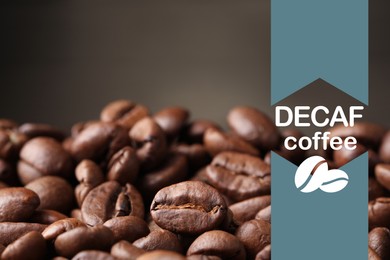 Image of Heap of aromatic decaf coffee beans, closeup