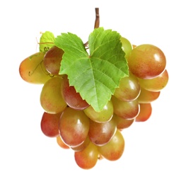 Bunch of fresh ripe juicy grapes on white background