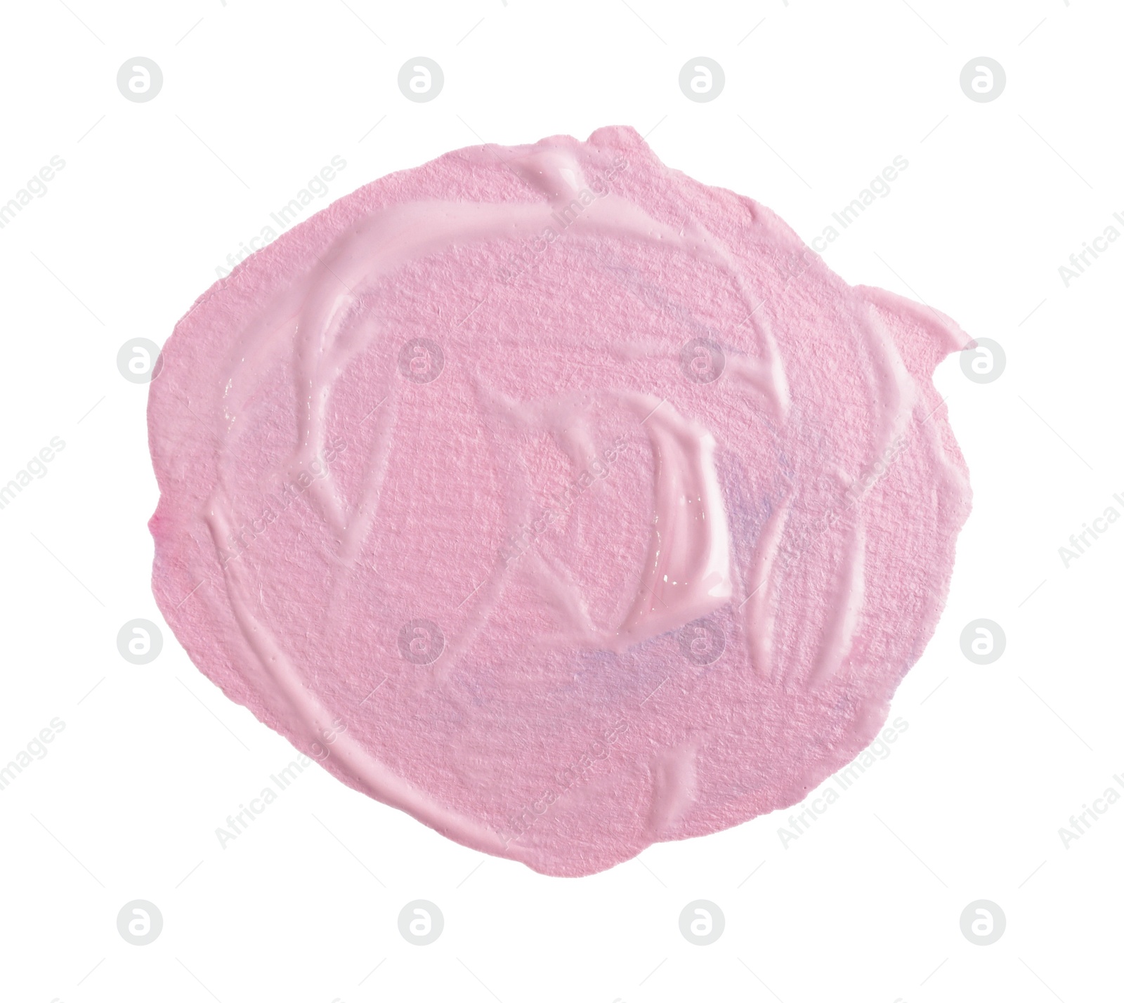 Photo of Pink paint circle drawn with brush on white background