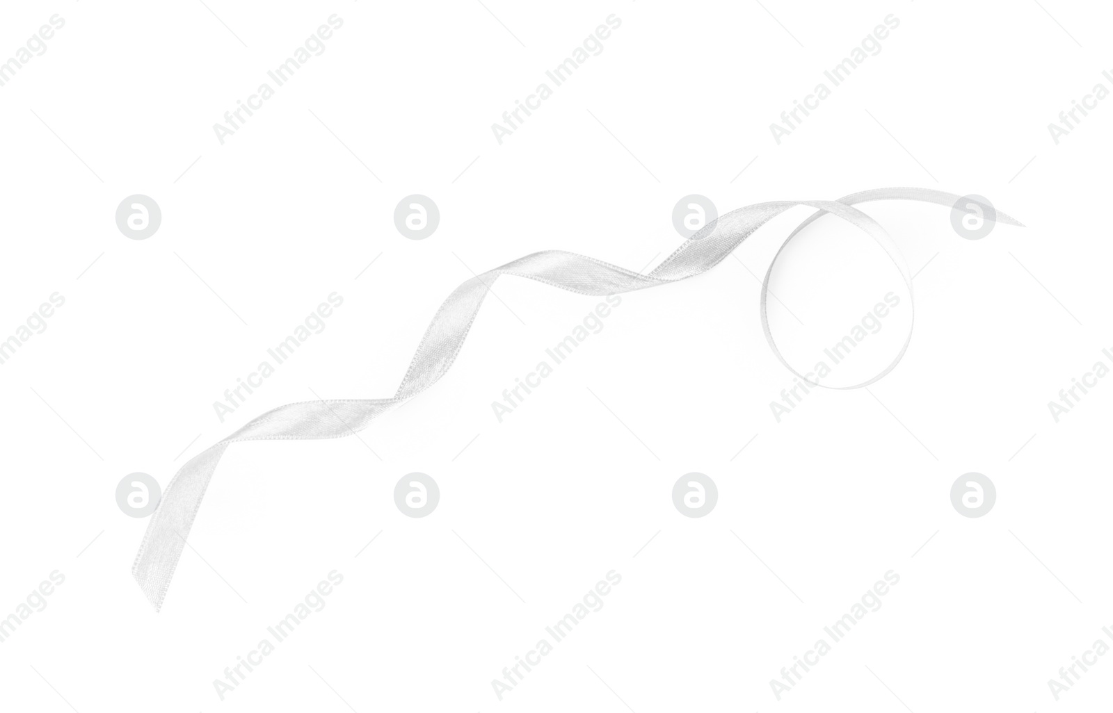 Image of One white satin ribbon isolated on white