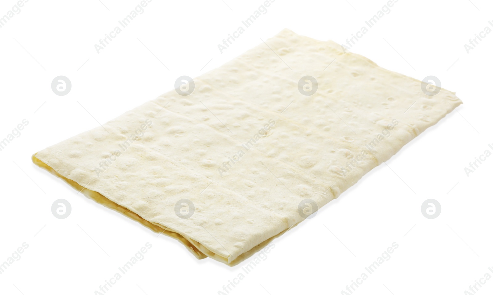 Photo of Delicious folded Armenian lavash on white background