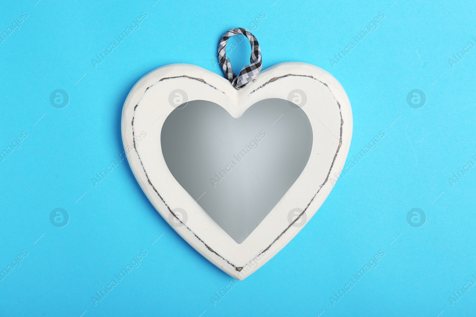 Photo of Beautiful decorative heart on color background, top view