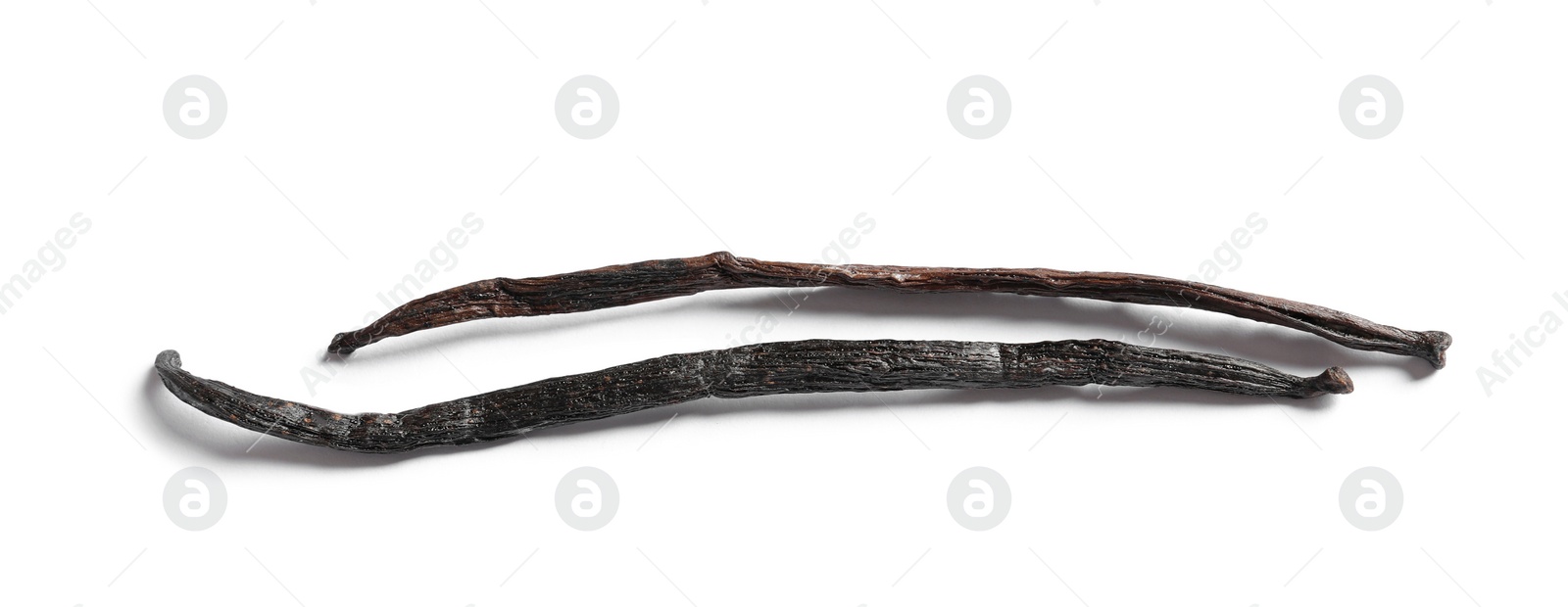 Photo of Aromatic vanilla sticks on white background