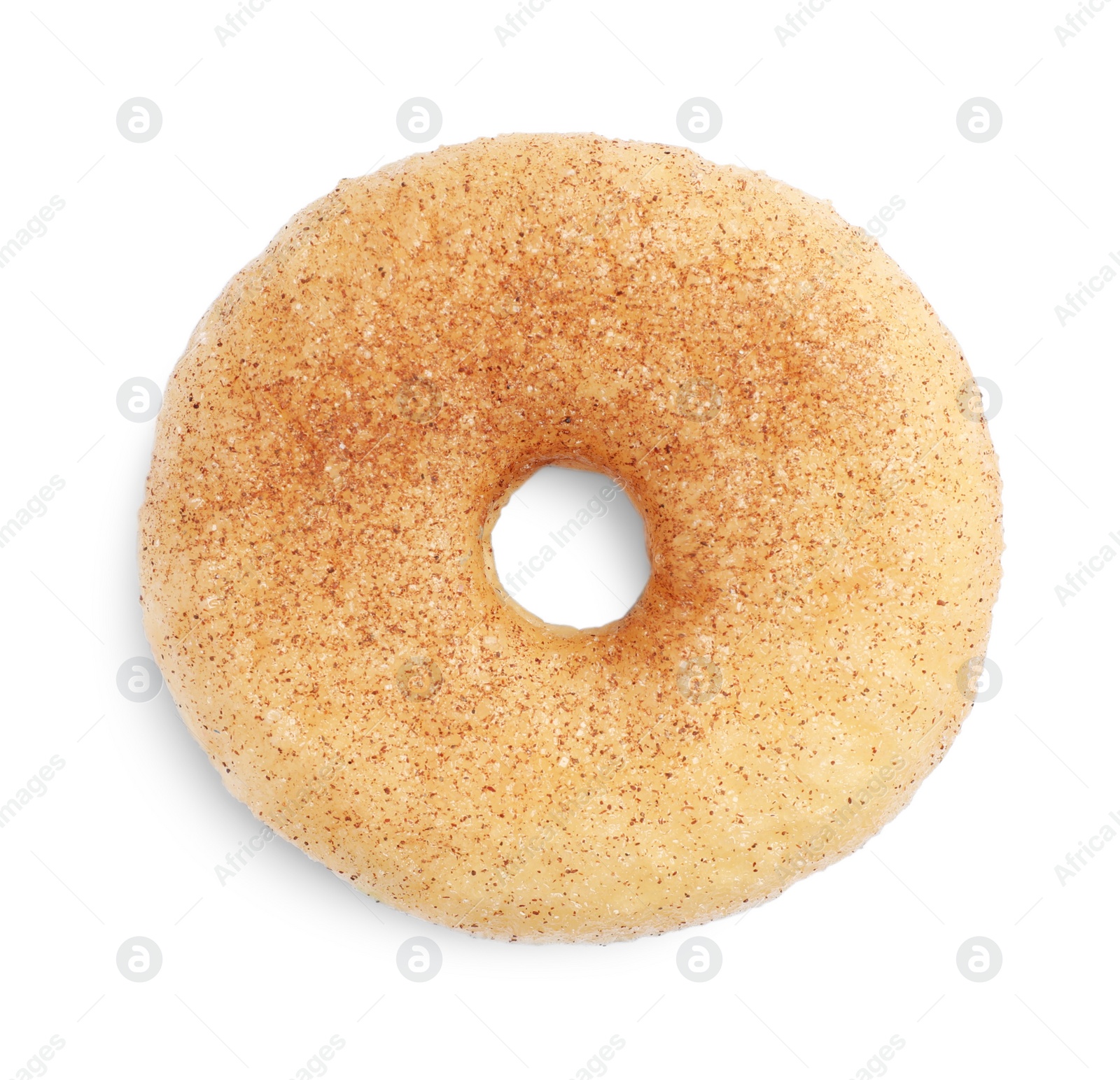 Photo of Sweet delicious donut on white background, top view