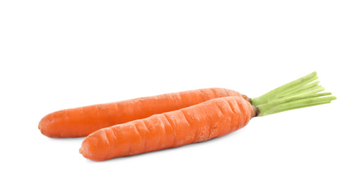 Photo of Fresh ripe juicy carrots isolated on white