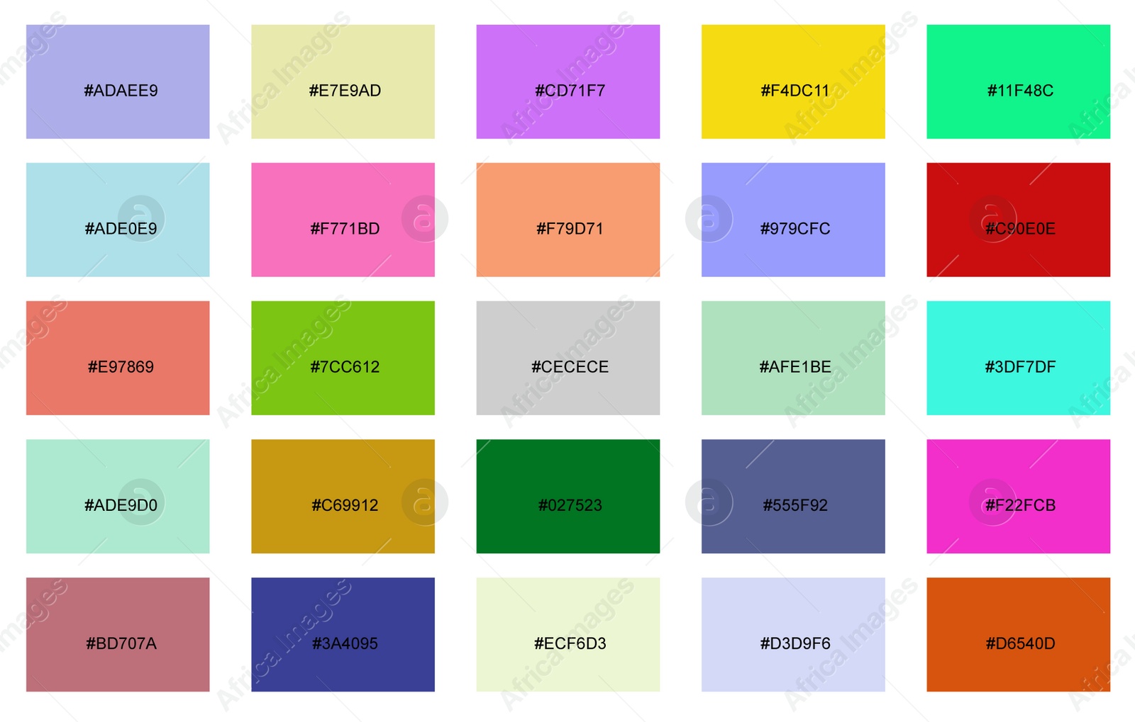 Image of Collection of different color samples on white background, illustration