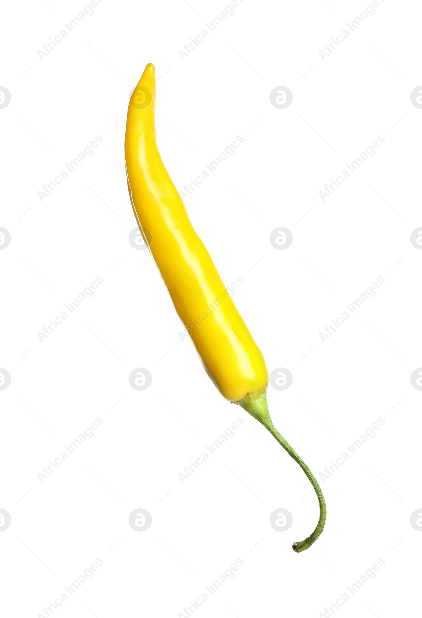 Photo of Ripe yellow hot chili pepper isolated on white