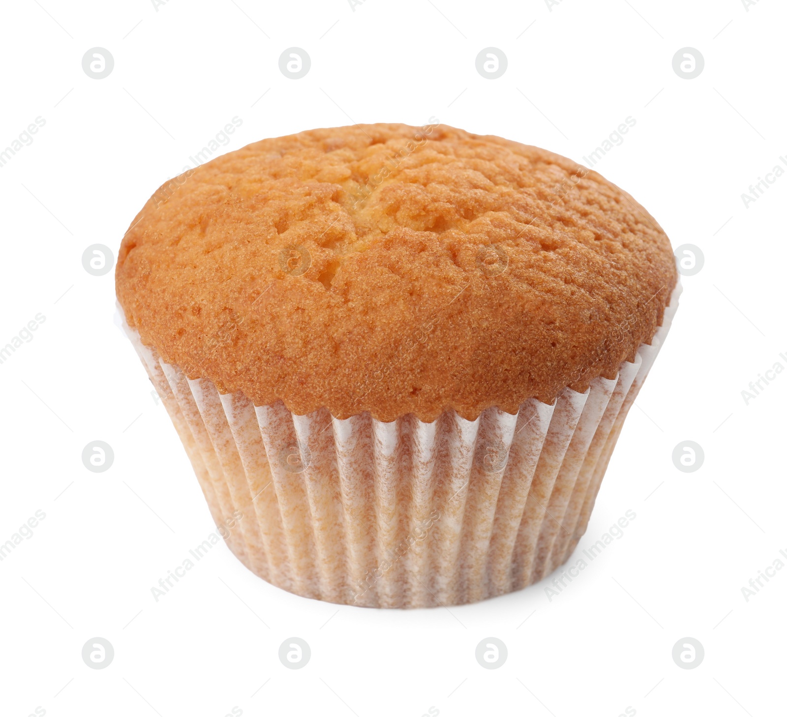 Photo of Tasty muffin isolated on white. Fresh pastry