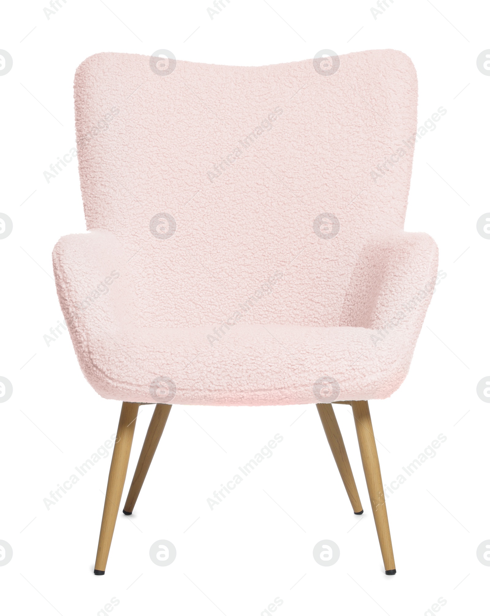 Image of One comfortable misty rose color armchair isolated on white