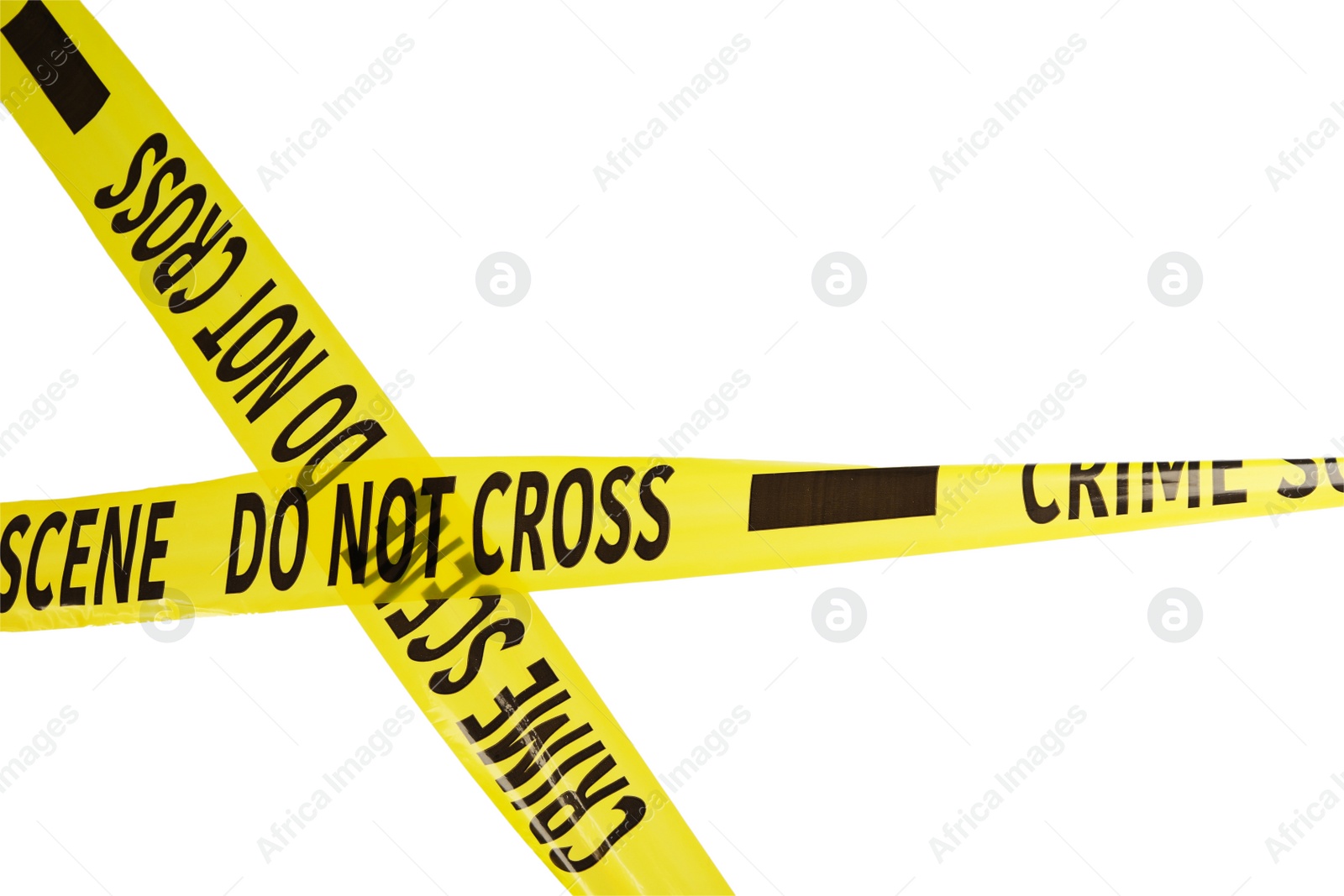 Photo of Yellow crime scene tapes isolated on white