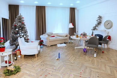 Photo of Mess in room after new year party
