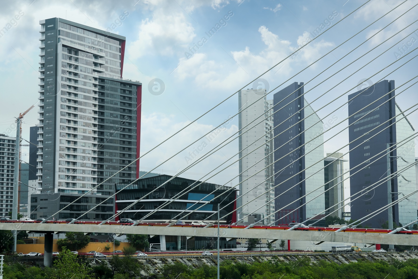 Photo of View of beautiful city from modern bridge