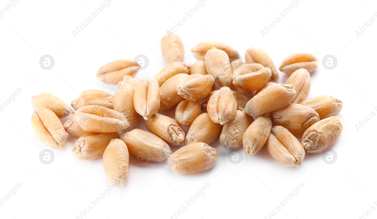 Photo of Pile of wheat grains on white background