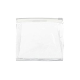 Empty plastic bag for cosmetic isolated on white