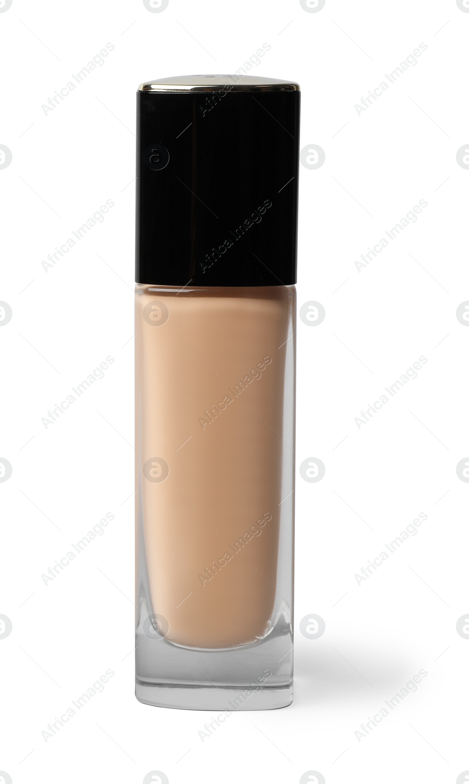 Photo of Bottle of skin foundation and space for text on light background