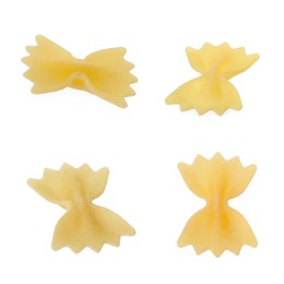Image of Raw farfalle pasta isolated on white, set