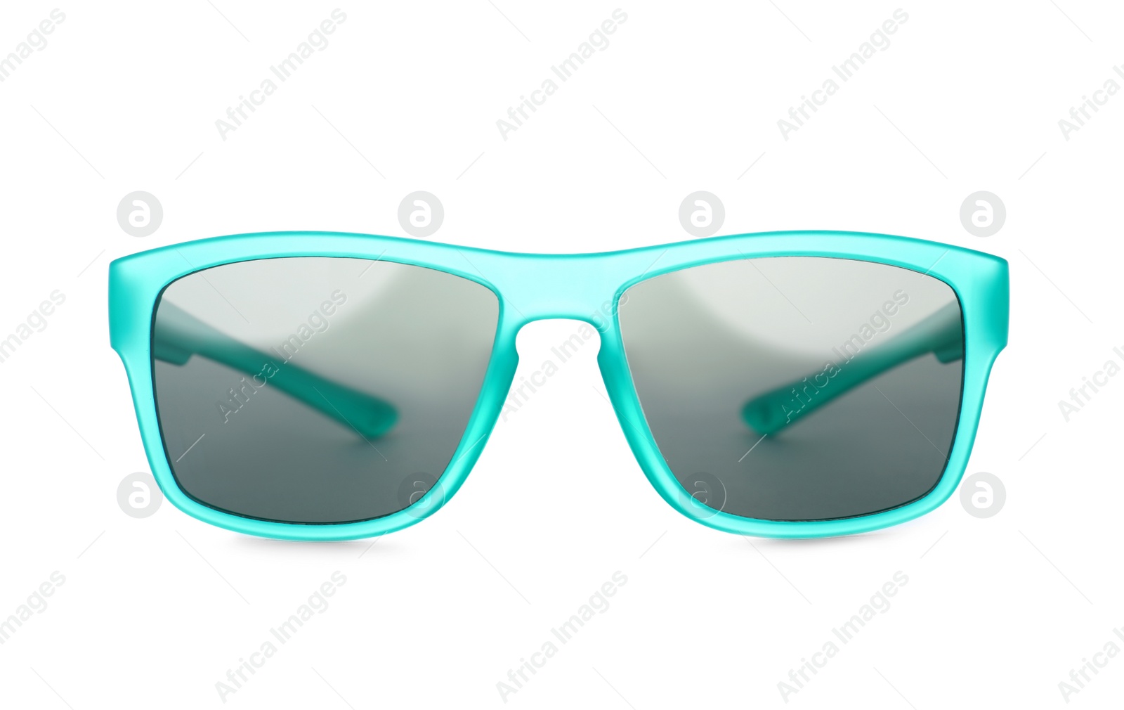 Photo of Stylish sunglasses on white background. Summer accessory