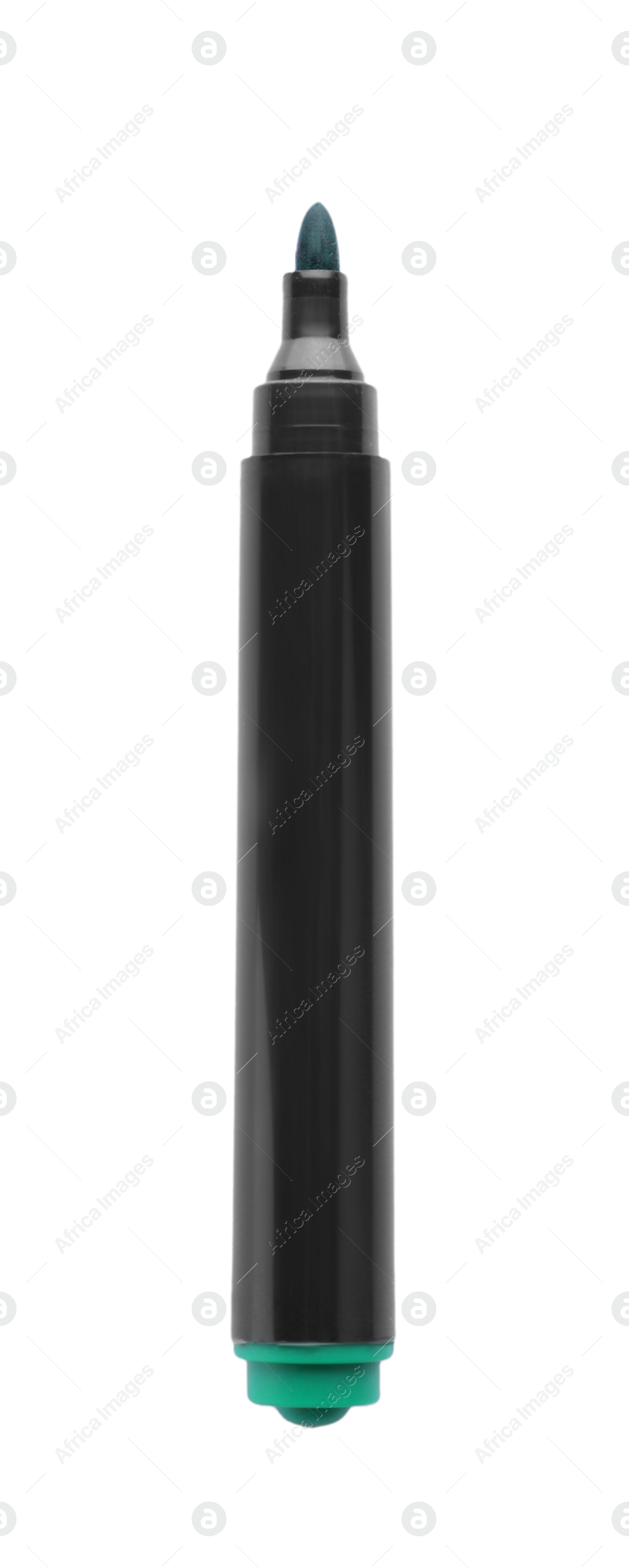 Photo of Bright color felt pen isolated on white, top view. School stationery