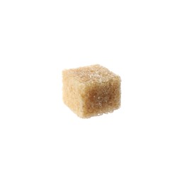 Photo of One brown sugar cube isolated on white