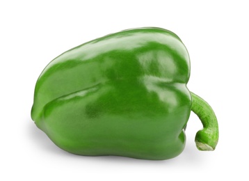 Photo of Ripe green bell pepper on white background