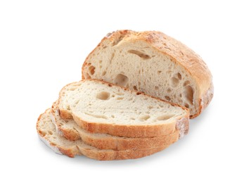 Photo of Freshly baked sodawater bread on white background
