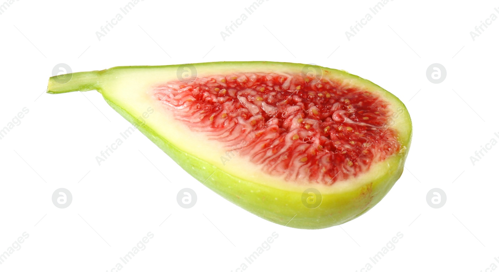 Photo of Half of fresh green fig isolated on white