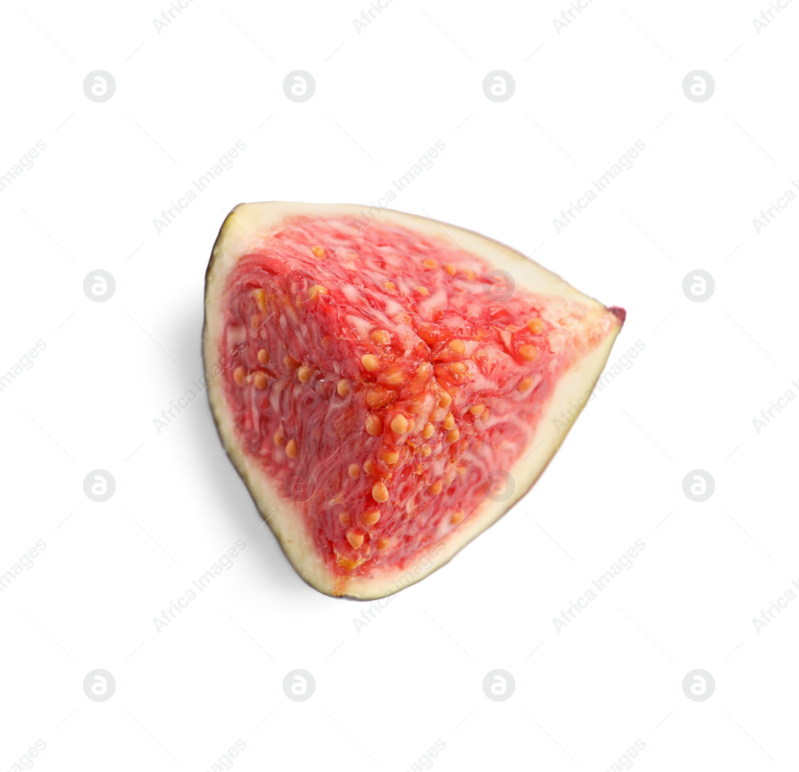 Photo of Piece of fresh fig isolated on white, top view