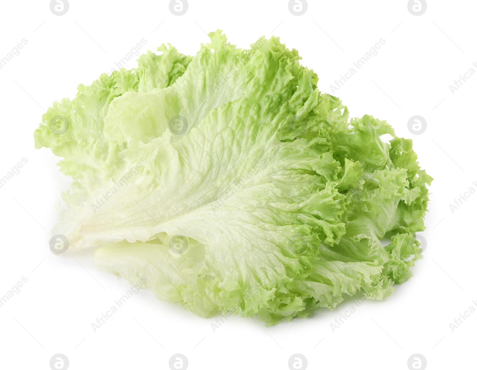 Photo of Fresh green lettuce leaves isolated on white