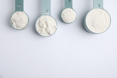 Photo of Amino acid powder on white background, top view