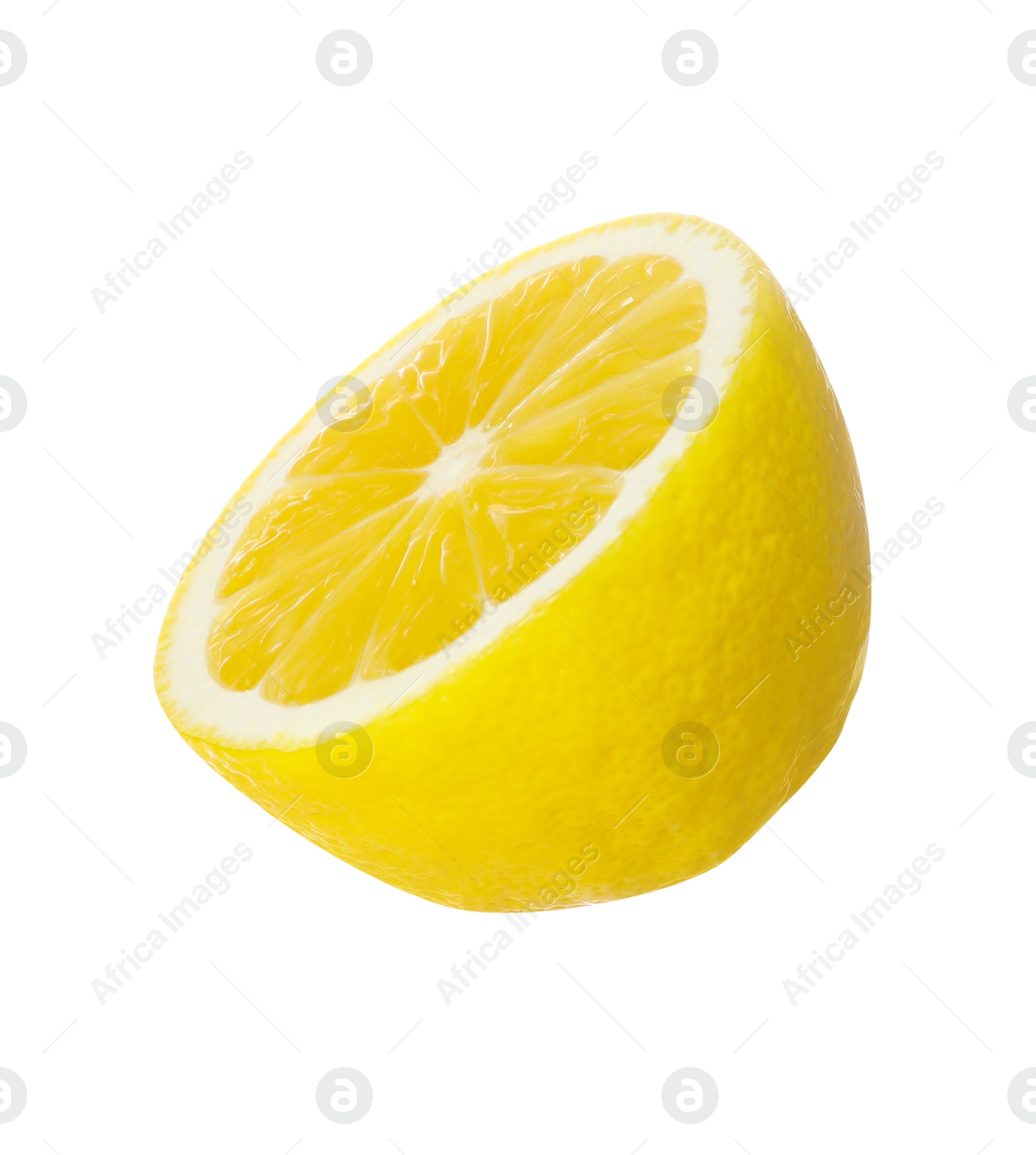 Photo of Fresh ripe lemon half isolated on white