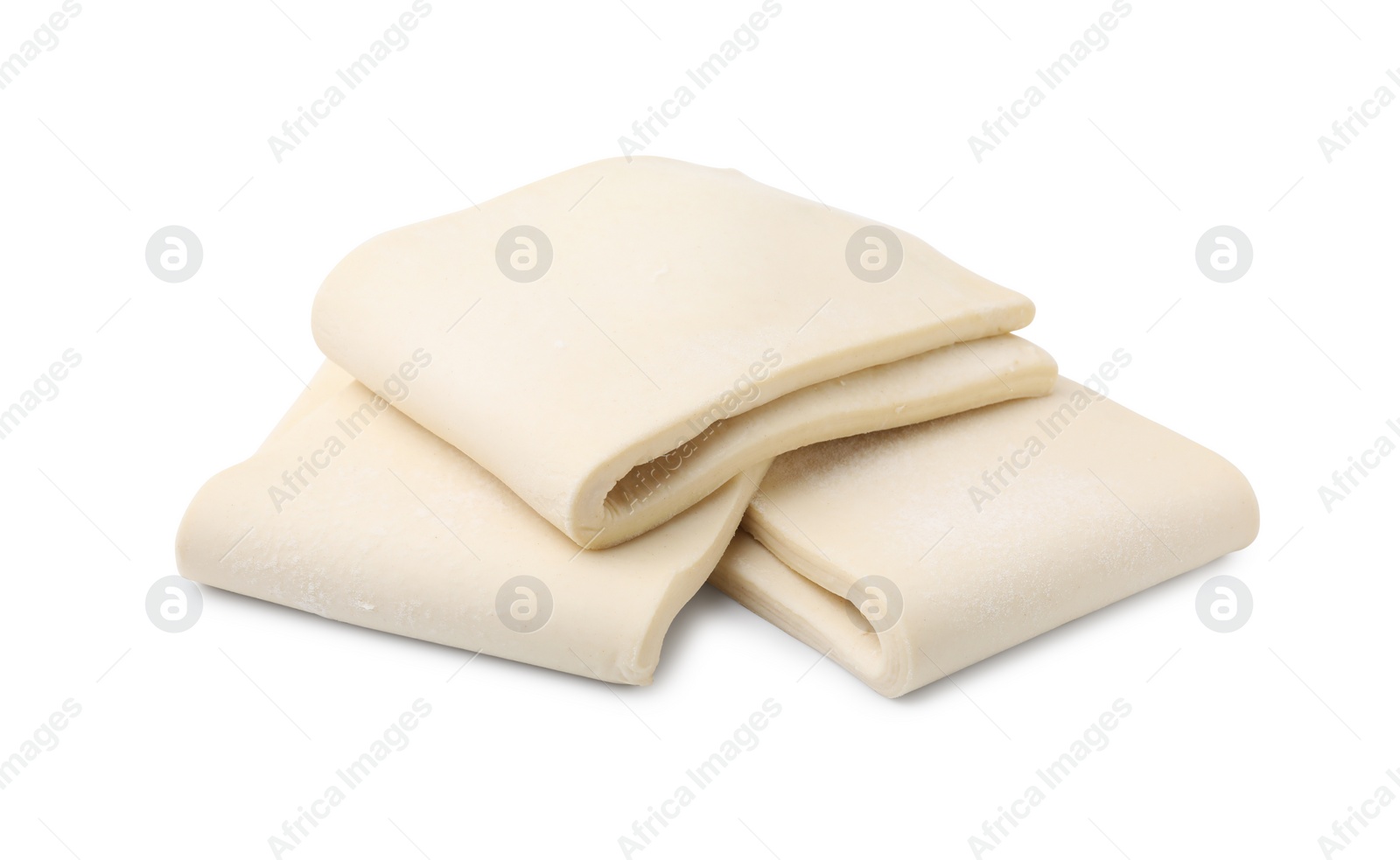 Photo of Raw puff pastry dough isolated on white