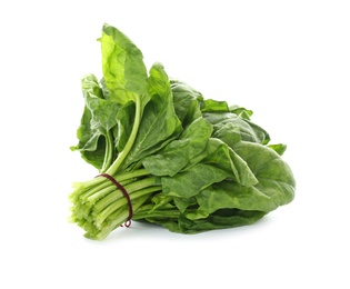 Photo of Bundle of fresh spinach isolated on white