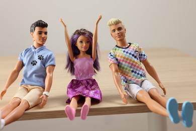 Leiden, Netherlands - September 20, 2023: Stylish Barbie and Ken dolls on table