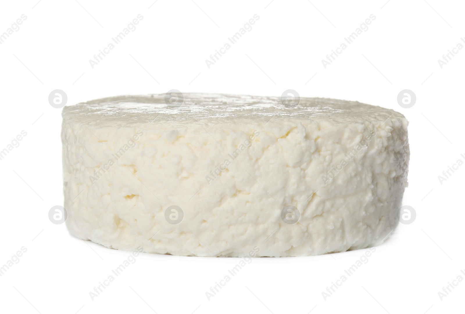 Photo of Delicious fresh cottage cheese isolated on white