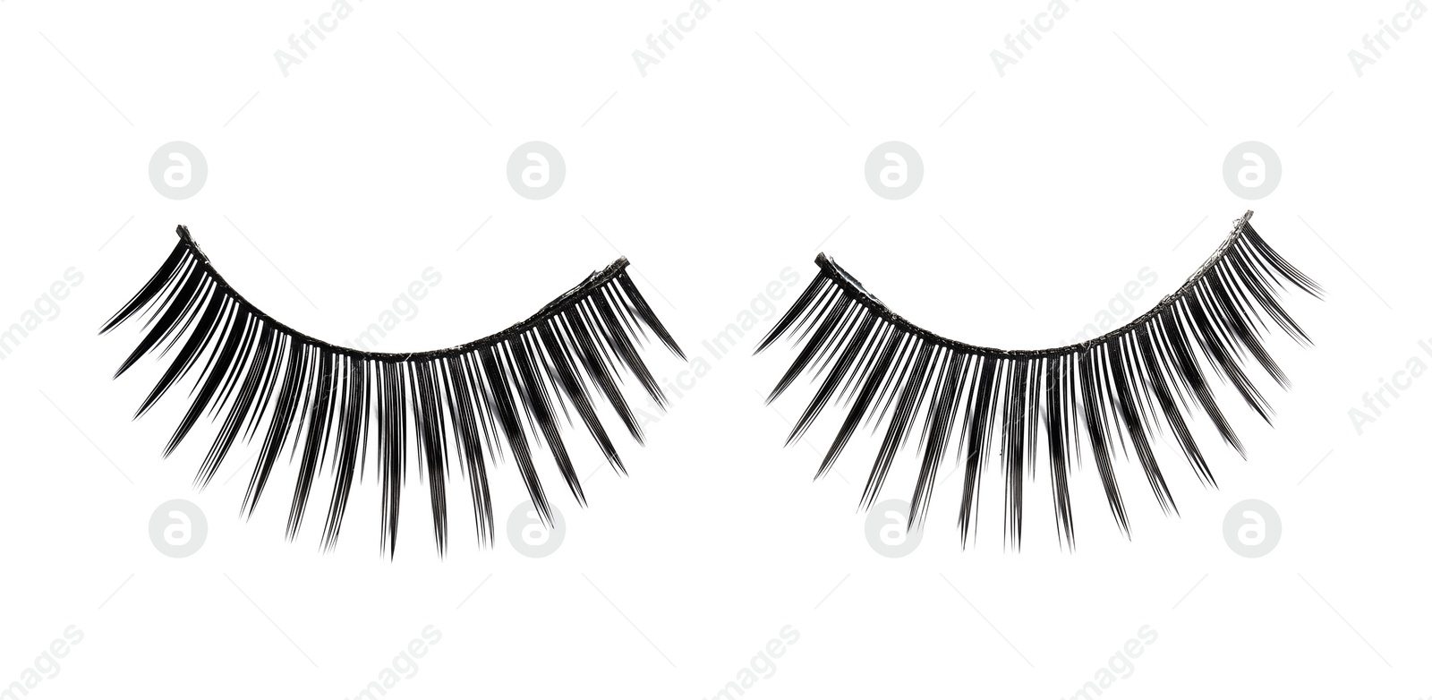 Photo of False eyelashes on white background