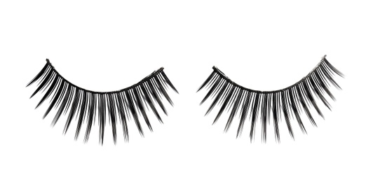 Photo of False eyelashes on white background