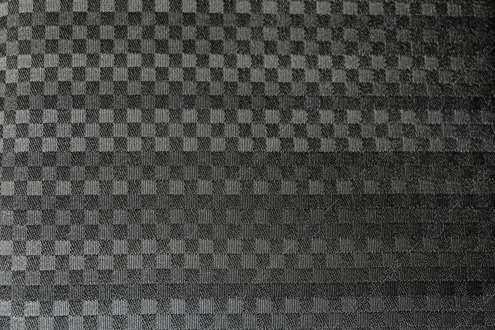Photo of Textured grey fabric as background, closeup view