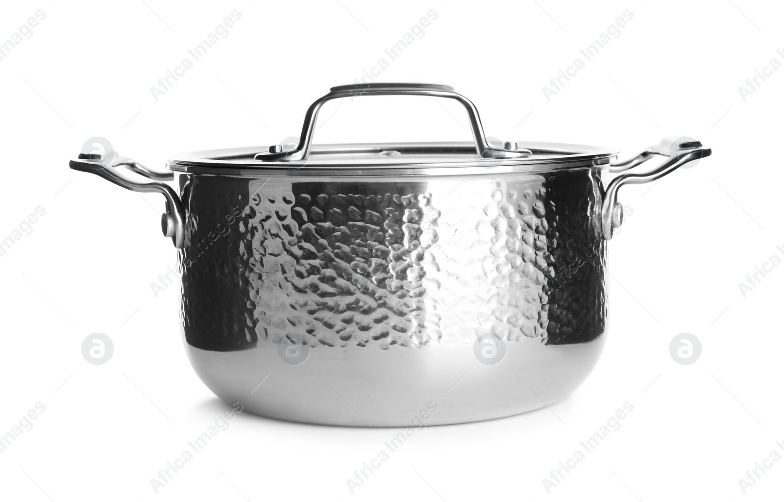 Photo of New cooking pot isolated on white. Kitchen utensil