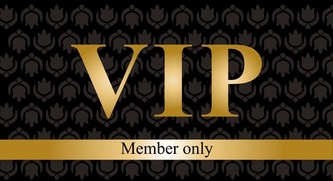 Illustration of VIP member card design in black and golden colors. Illustration