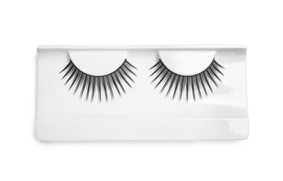 Photo of False eyelashes on white background